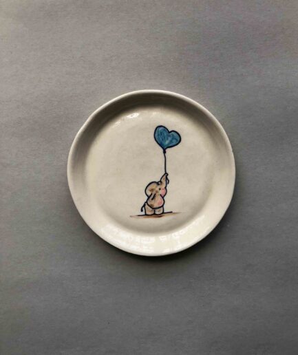 Baby Elephant Ferozi Heart Dessert Plate