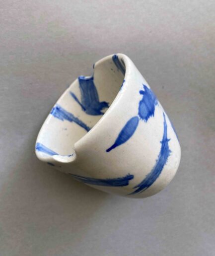 Blue Feather Pot Brush Holder