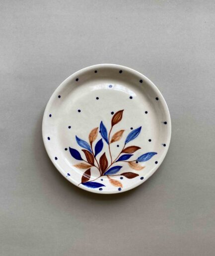 Bronze Blue Leaves Dessert Plate