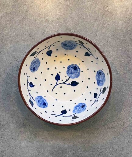 Blue Roses and Dots Soup Bowl