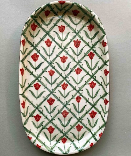 Red Tulip Oval Platter