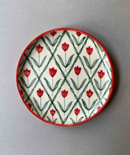 Red Tulip Round Platter