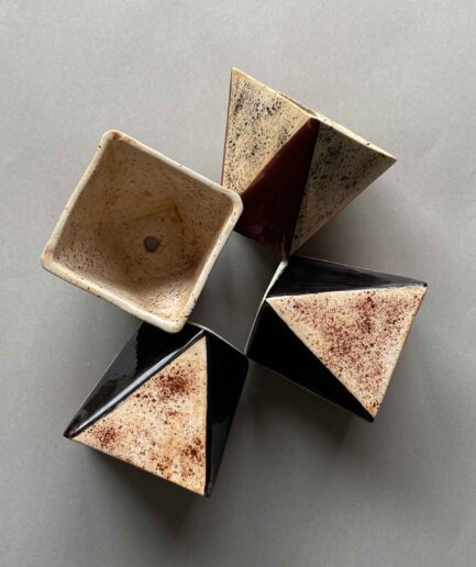 Black and Beige Table Top Triangular Planter