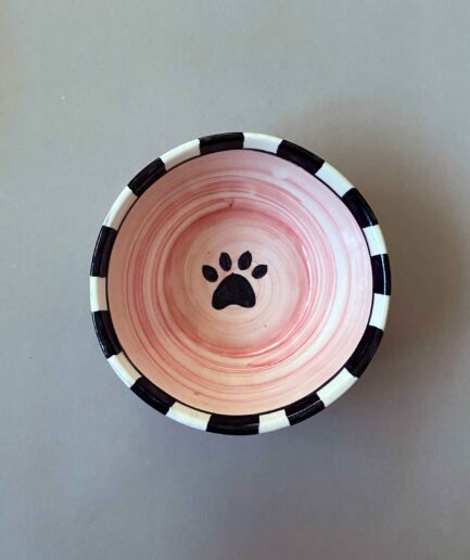 Pink Checker Paw Soup Bowl