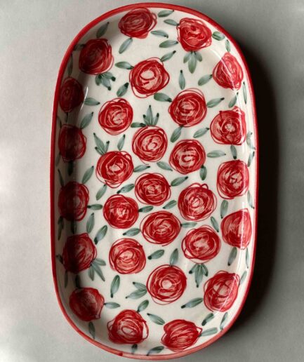 Red Roses Oval Platter